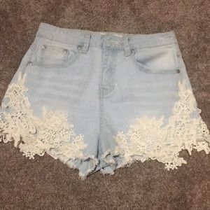 High waisted jean shorts